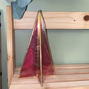 Target pink gold Stained glass Christmas tree shelf decor NWT holiday accent